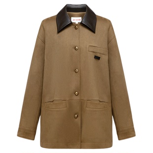 EP雅莹2025早秋新款女装 仿麂皮拼接翻领工装风美拉德外套1238A