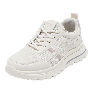 大东软底运动休闲鞋女2026新款春季鞋子轻便舒适小白鞋厚底老爹鞋