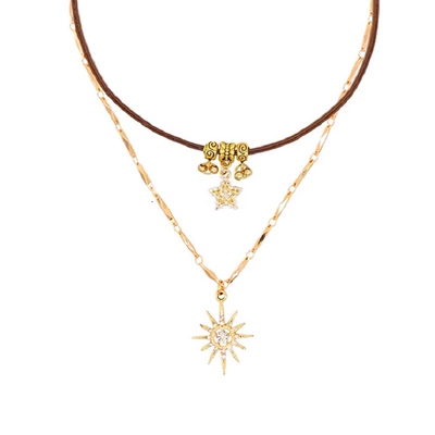 美拉德~太阳星星锆石项链女