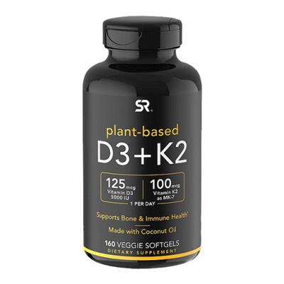 美国直邮Sports Research维生素D3+K2160粒补充营养有助骨骼健康