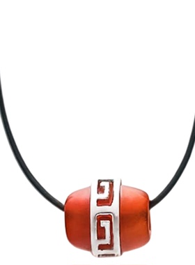 路路通女红玛瑙吊坠925纯银镶嵌