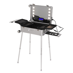 铝镁合金带灯化妆箱专业跟妆师专用LED调光带蓝牙新娘跟妆工具箱