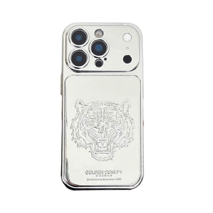 大视窗电镀24k金虎头适用苹果17promax手机壳 iPhone16pro新款15pro高级感14保护壳硬壳苹果13保护套防摔
