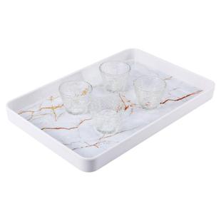 茶杯托盘长方形密胺家用ins风轻奢杯盘塑料盘子高级大理石纹茶盘