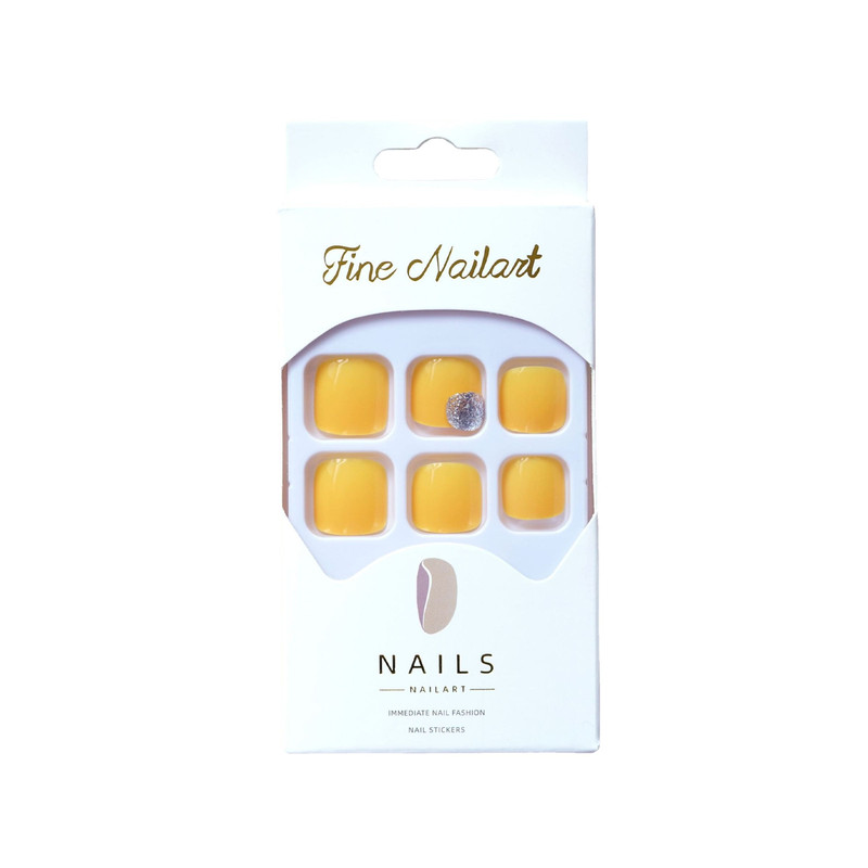 鹅黄色银闪粉脚趾穿戴甲假指甲片夏日元气活力Nails成品美甲脚贴