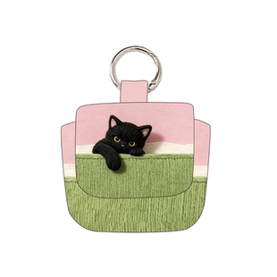 原创小黑猫便携帆布包通用款蓝牙耳机收纳袋充棉防摔小包挂包Z118