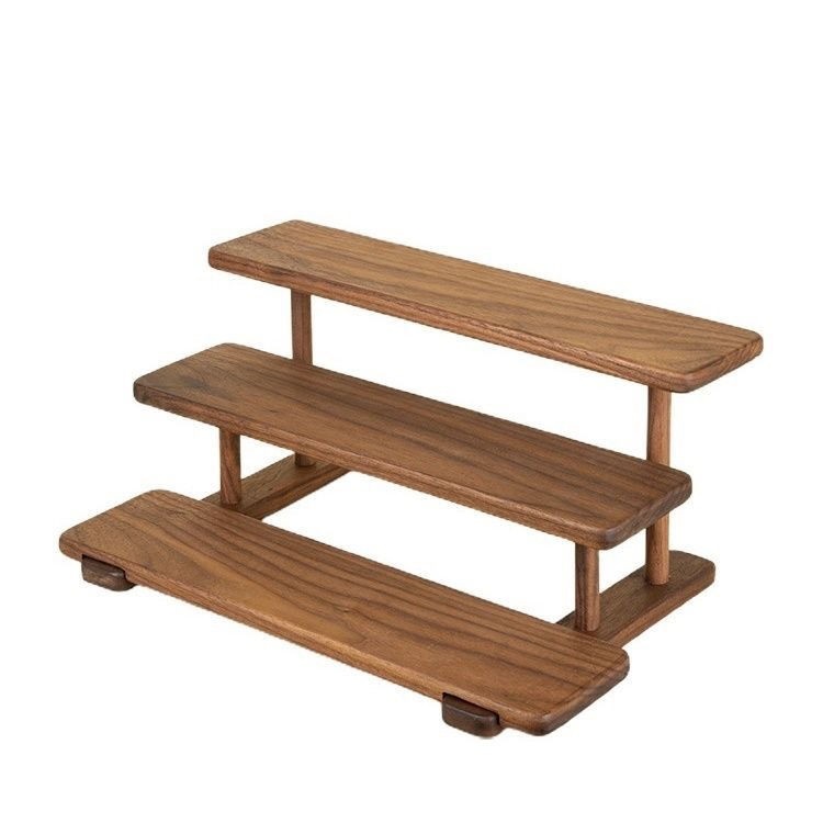 木质桌面榉木收纳架香水化妆品多层胡桃置物架家居ins简约整理架