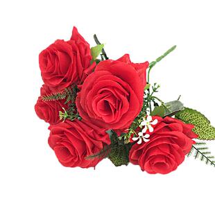 桌面摆设假花仿真花绢布玫瑰花装饰花盆电视柜客厅室内餐桌花摆件