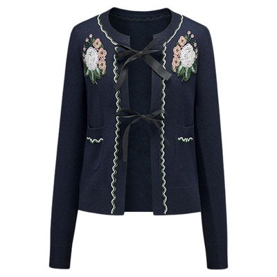 SourceWithU【Val**tino】贵气复古羊毛重工串珠针织开衫小香短裤