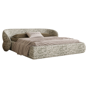 PAULJOHN进口棉麻老钱风布艺床极简轻奢大平层主卧双人床新款婚床