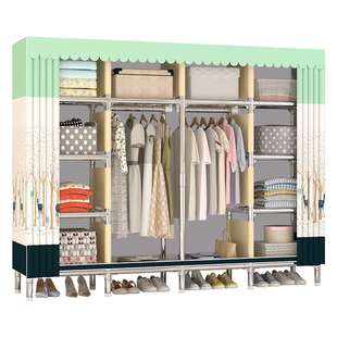 2025新升级全钢架铝合金接头简易衣柜加粗加固经济出租房卧室架子