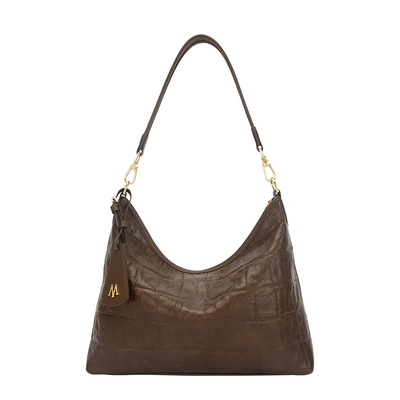 MAGNOLIA黑色鳄鱼纹老钱风hobo包