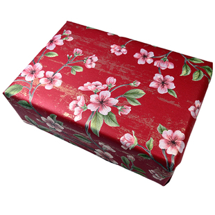 全开中式国风包装立体浮雕油画风礼物装饰腰封包装纸田园花艺装束