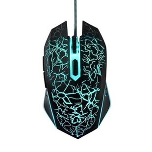 七彩游戏鼠标发光个性裂纹磨砂电竞LOL/CF机械牧马人USB有线鼠标