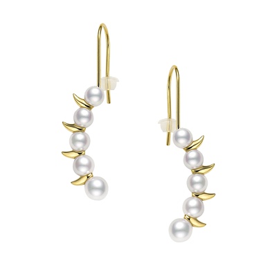 T家danger野性系列珍珠耳钉耳钩akoya天然海水天女珍珠耳环18K