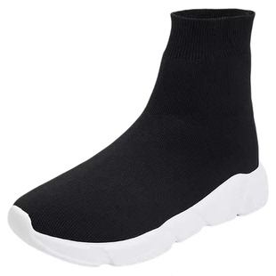 厚底弹力袜子鞋女款2025秋冬新款老爹鞋高帮飞织一脚蹬休闲短靴子