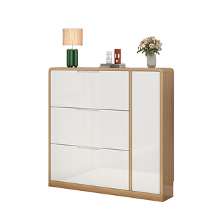 实木超薄翻斗鞋柜17cm家用门口入户进门走廊玄关柜烤漆极窄款鞋架