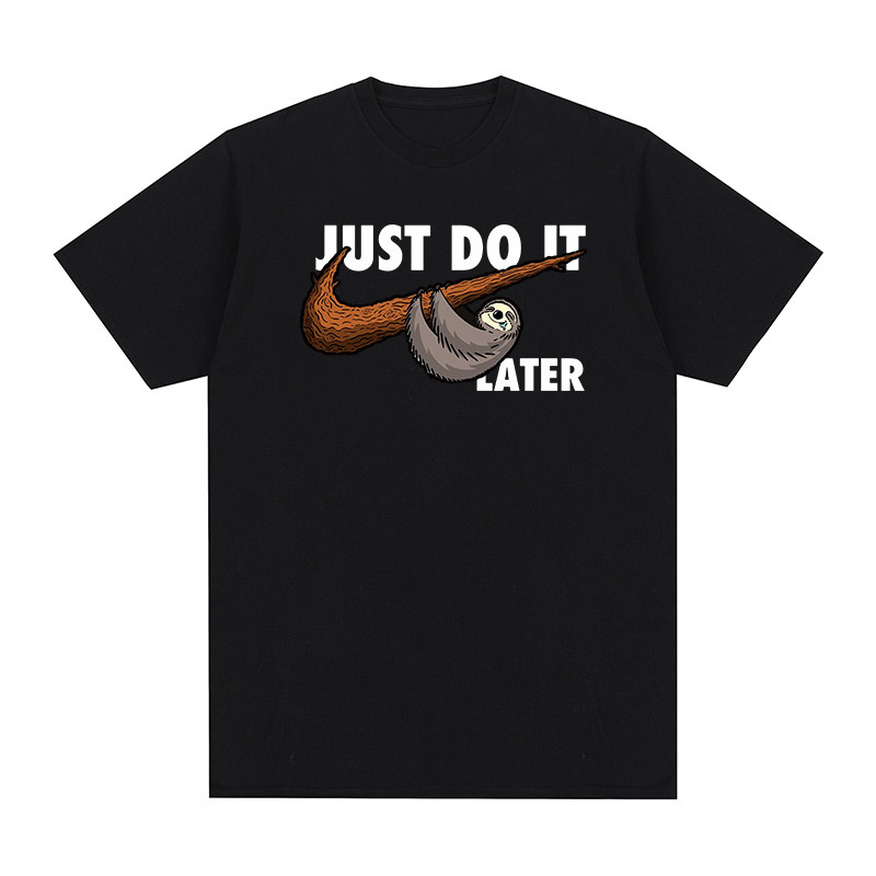 树懒Sloth短袖just do印花later复古Tee趣味T Shirt男女可爱Ins潮