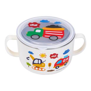 联扣儿童碗316L不锈钢汤碗带盖小学生专用餐具饭碗双耳防烫面碗