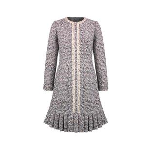 Lillo Lilly奢品高定小香风意大利Ubertino手工羊毛粗花呢连衣裙