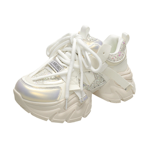 大码女鞋41-43码厚底老爹鞋女加绒2026秋冬爆款轻便小白鞋运动鞋