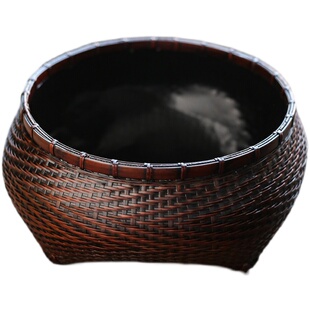手工竹编核桃炭钵 炭篓炭笼碳斗 乌榄橄榄炭木炭烧水煮茶炭炉配件