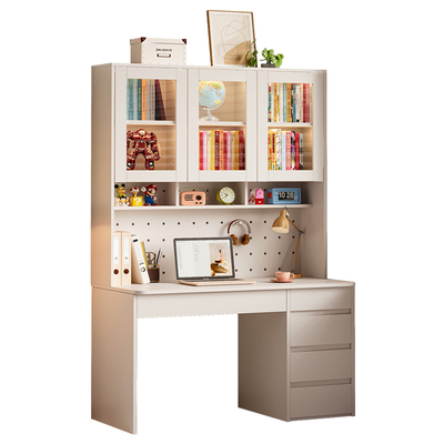 带抽屉书架一体E0级实木电脑桌
