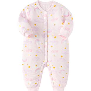 巴拉巴拉宝宝衣服满月婴儿连体衣加厚夹棉秋冬季款童装新生儿睡衣