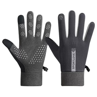 冬季户外骑行加绒保暖手套男女防风寒防水加厚电瓶自行车触屏手套