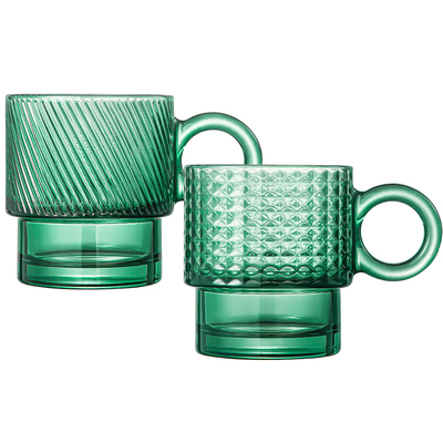 墨绿玻璃杯男生可叠放水杯