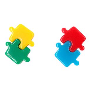 BOMBCACA原创彩色拼图 可爱小巧童趣方块独特黄色耳环女 小众耳钉