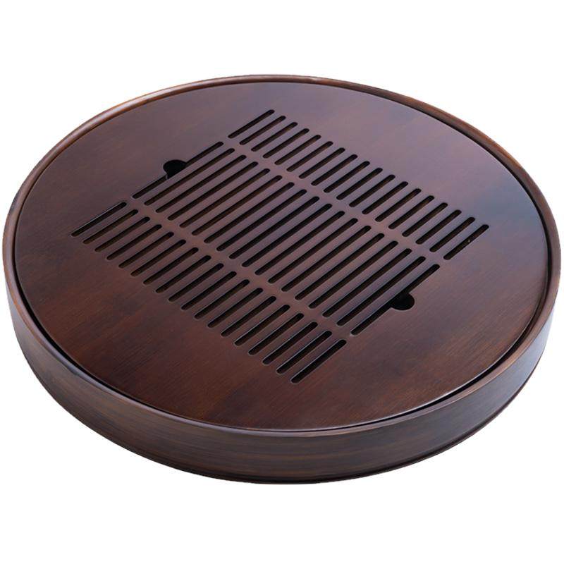 茶盘竹圆形储水式茶具托盘