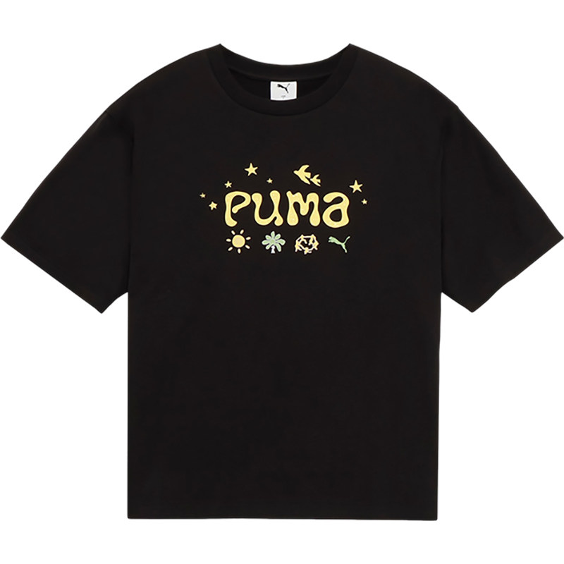 Puma/彪马官方正品男士透气字母品牌Logo圆领短袖T恤637335-01