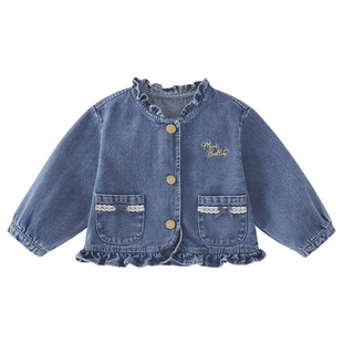 女童软牛仔外套春季小童洋气法式上衣小宝宝2026新款春装儿童衣服