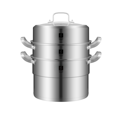 邦帝派304不锈钢蒸锅多层大容量加厚家用蒸馒头多用蒸煮锅32cm