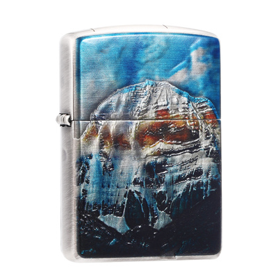 zippo打火机熏银填漆冈仁波齐