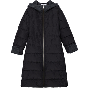 ZUCZUG 素然冬季女士经典拼接撞色长款带帽羽绒服