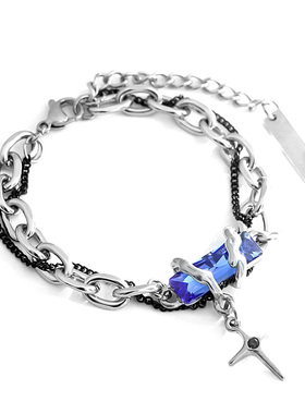 男女钛钢日韩蓝钻手链