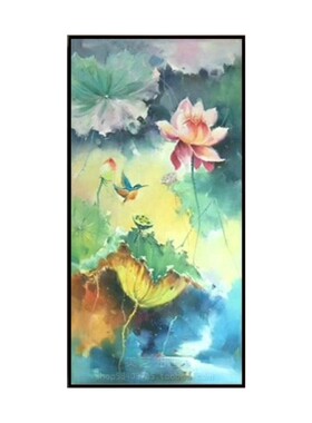 新中式风走廊过道墙面手绘油画