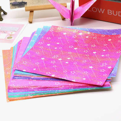 15/17厘米正方形流星花纹儿童手工折纸反光珠光叠纸彩色纸diy材料