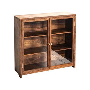 容山堂黑胡桃木茶具收纳柜台面博古架收纳盒实木防尘茶杯架展示柜