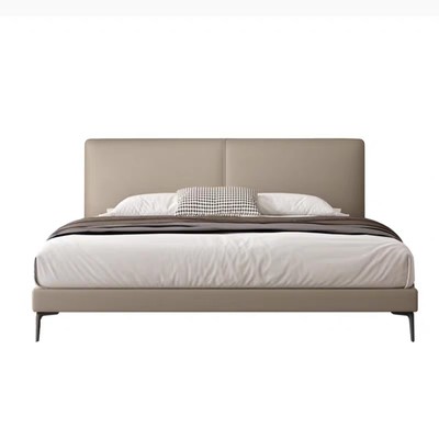 意式极简小户型真皮床薄床头主卧储物床现代简约1米8软包双人婚床