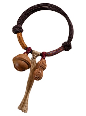 好事花生手工编织纯桃木铃