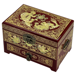 新娘结婚陪嫁铜丝螺钿贝壳非遗平遥首饰盒三金珠宝高档收纳盒妆奁