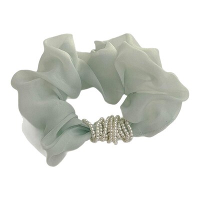 FUNCOCO｜温柔知性~欧根纱珍珠夏季大肠发圈扎头绳低马尾韩国头饰