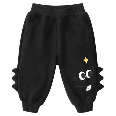 咔咔熊猫宝宝冬款加绒裤子儿童摇粒绒休闲裤秋冬男女童加厚长裤潮