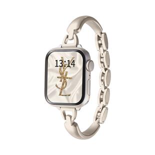 适用iwatchs11手表带s10金属iwatchse小众手镯s8s7苹果s6s5手表s4s3夏季表链applewatchs9夏天高级感透气女款