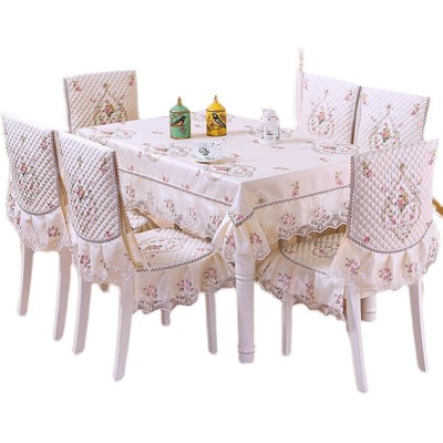 桌布布艺餐桌椅子套罩茶几长方形餐桌布椅套椅垫套装现代简约家用