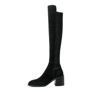 星期六过膝长靴女2025年秋冬粗跟长筒靴高跟显瘦弹力靴网红瘦瘦靴