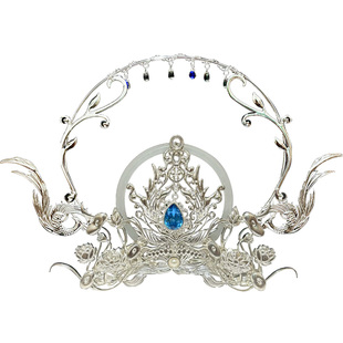 大无汉风【龙女】原创古风银色清冷仙侠神女头饰圣母光环发饰套装